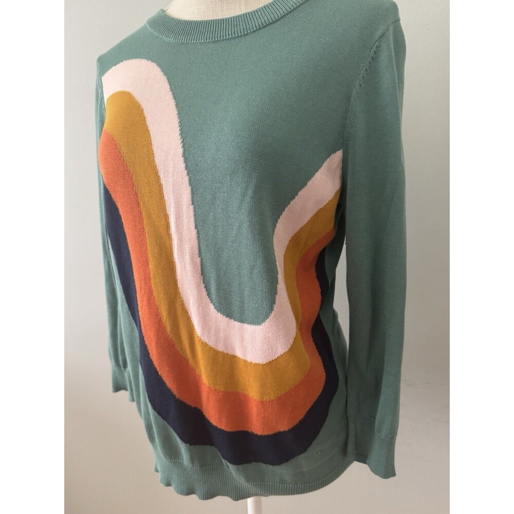 Modcloth Retro Rainbow Wave Crewneck Sweater Size Medium - Picture 2 of 6